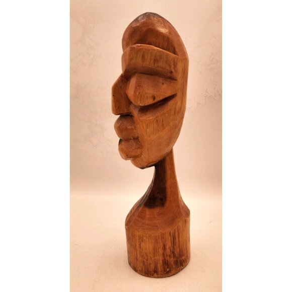 Hand-Carved Wooden Caribbean Tribal Figure Bust Vintage 12" Bahamas Native Head - Picture 4 of 7